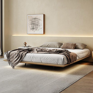 现代简约无床头皮床悬浮床设计网红ins榻榻米实木框架经济型组装