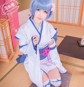 北极cosplay服装出租 拉姆蕾姆 雷姆幼年cos服 小朋友幼年短和服
