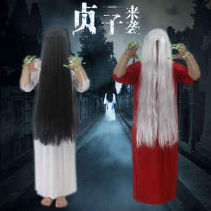 吓哭了 万圣节cos服贞子服装女鬼红衣扮鬼衣服假发恐怖红衣笔仙服