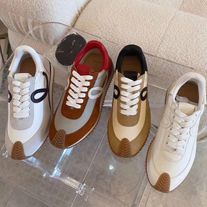 loewe flow罗意威小白鞋绒面复古芭蕾舞厚底运动休闲女鞋男女同款