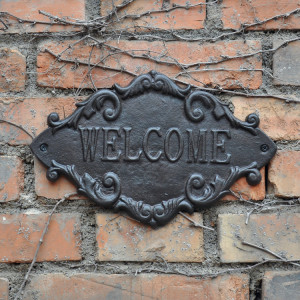 复古铸铁欢迎门牌 welcome装饰性挂牌 店铺欢迎光临牌子 铁艺壁饰