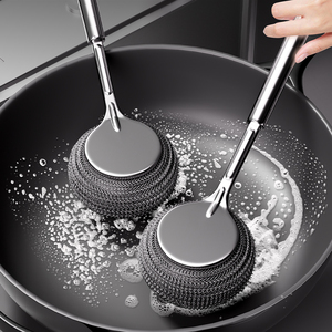 不锈钢锅刷厨房专用洗锅钢丝球刷长柄洗碗清洁刷子刷锅神器不掉丝
