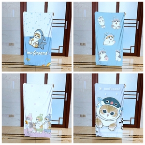 来图定制日本卡通鱼缸之城鲨鱼猫奇奇单面印花吸水速干浴巾毛巾
