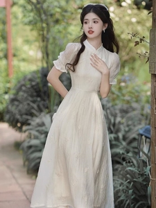 2024新款夏女装新中式改良旗袍年轻款复古民国风气质显瘦连衣裙