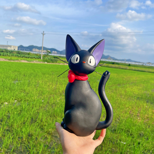 魔女便黑猫吉吉手办摔不破存钱罐储蓄罐糖胶版珍藏摆件黑色猫咪