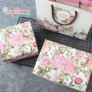 10个粉色蔷薇花月饼盒63~80克4/6粒蛋黄酥盒中秋礼品包装盒子纸盒