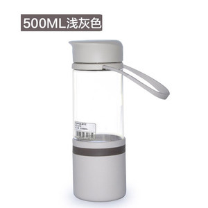 茶花耐高温玻璃杯子大号创意塑料防滑便携运动杯过滤茶叶随手水杯