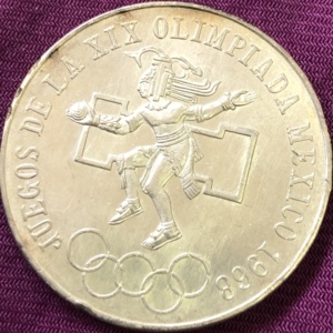 墨西哥68年奥运会25比索大型银币(错版,未使用品相)