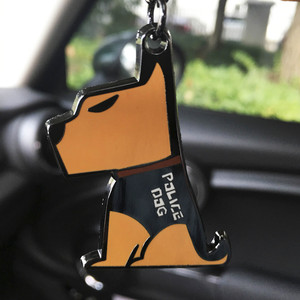 卡通可爱动物汽车钥匙扣链男女挂件铃铛创意 警犬黑豆 钥匙链饰品