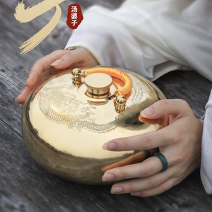汤婆子纯铜加厚暖手宝宫廷复古注水烫婆子老式铜壶暖脚宝热水袋
