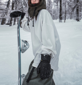 白色防水打底衫双板滑雪服女单板滑雪卫衣 内搭长袖T恤宽松男上衣