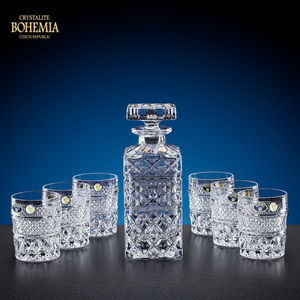 BOHEMIA威士忌杯洋酒杯酒樽7件套捷克原装水晶玻璃酒具套装杯子