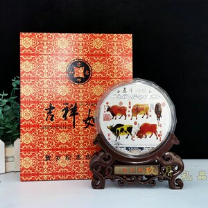 五牛图金牛贺岁牛年纪念章1000克银章摆件一公斤银币镀银工艺品