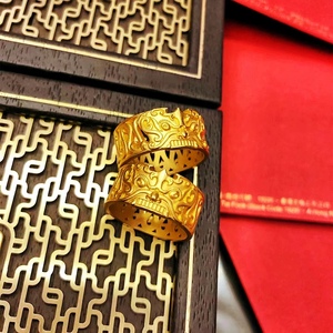 浪里飞668淘宝周大福传承饕餮戒指 福瑞连绵黄金足金指环克减75正品