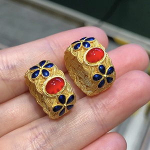 足金999珐琅彩手工编织宫廷风黄金戒指 也太高贵了吧 送礼物推荐