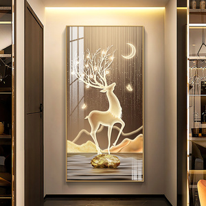 福鹿聚福 玄关装饰画轻奢大气走廊挂画现代简约进门入户过道壁画