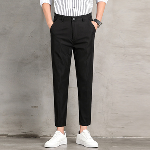 九分西裤男士夏季薄款休闲修身直筒9分商务正装皮鞋西装西服裤子