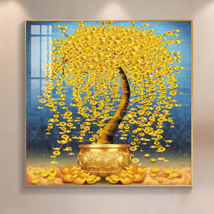 紫瓷轩淘宝金色发财树小摆件招财欧式轻奢陶瓷工艺家居客厅电视柜