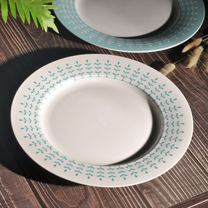 出口英国11寸超大陶瓷西餐餐具牛排盘子甜点釉中彩植物促销