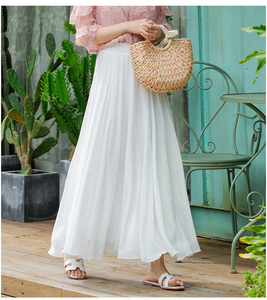 三层雪纺大摆裙长款