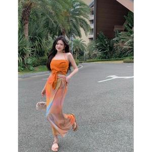 商场cosplay女装泰国旅游高级感穿搭夏季多巴胺度假风套装女海边