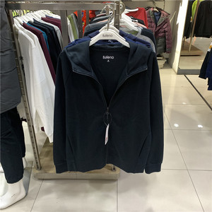 baleno班尼路男装秋冬时尚青年开衫连帽黑色长袖卫衣外套88831505