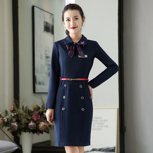 讲解员服装口腔前台接待工作装售楼处职业连衣裙女工服秋冬套装裙