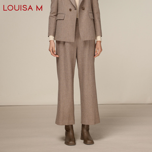 LOUISA M/路逸沙·美2023冬季新款女装时尚浅咖啡色西裤W234P16