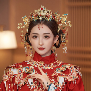 王妃中式汉服婚礼头饰凤冠新娘发饰明制霸气奢华大气宫廷复古饰品