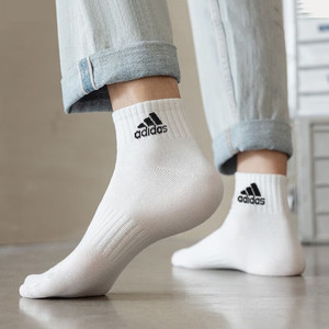 阿迪达斯袜子男女袜夏季新款透气薄款运动袜训练休闲白色短筒袜女