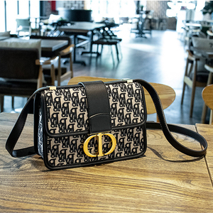 迪奥女王包包潮帆布cd扣小方包复古老花邮差包时尚单肩斜挎蒙田包