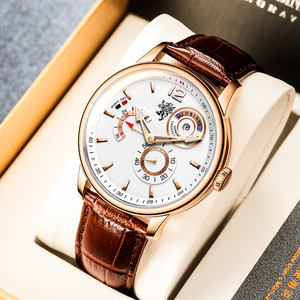 新款罗宾尼正品品牌男士手表名牌大表盘机械表男名表超薄男表十大