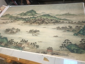 清 张若霭 西湖全景图 会所餐厅客厅装饰画中式青绿山水画芯微喷