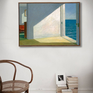 摆件油画ins装饰画名画装饰霍普建筑墙画现代房间的精品靠海世界