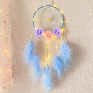 捕梦网羽毛装饰少女心房间布置挂件森系小风铃手工编创意生日礼物