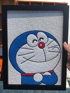 环保diy纸浆画材料包纸浆泥卡通装饰创意手工礼物抱胸自信叮当猫