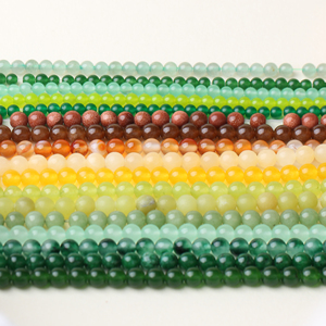 天然石玉髓 玛瑙 野石 黄色、绿色 棕色4-6mm半成品珠珠DIY 散珠