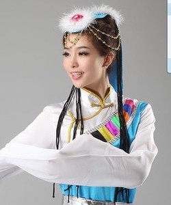 六一藏族蒙古族舞蹈演出服装康定情歌藏族女舞蹈天路白藏族头饰