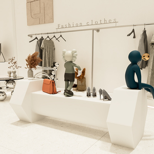 哑铃造型艺术中岛展示台 服装店软装橱窗装饰落地高低展台异形台