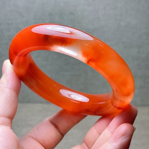 天然水晶红发晶红兔毛原色发晶手镯女手环红发镯子水晶58一物一图