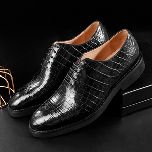 泰国暹罗鳄鱼皮男鞋真皮牛津鞋高档奢侈品整张皮系带商务正装皮鞋