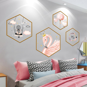 ins少女墙贴纸网红温馨卧室房间墙壁装饰女生床头浪漫火烈鸟贴画