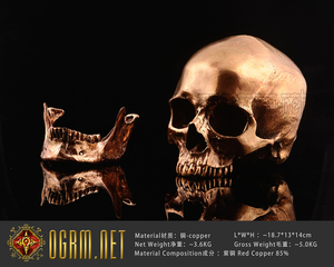 奥格瑞玛 BRO-T0010 普及版青铜版虎工1：1人类头骨 模型摆件