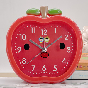 创意可爱卡通苹果闹钟男孩女孩儿童学生用床头个性红色绿色闹钟表