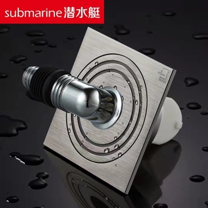 潜水艇xltf-10 滚筒洗衣机专用地漏全封闭防返溢全铜防臭拉丝地漏