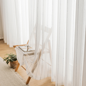 现代简约白纱窗帘阳台飘窗卧室窗纱魔术贴纱帘客厅半遮光白色纱幔