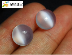 天然乳白色猫眼月光石裸石戒面 圆7mm 戒子耳钉手链吊坠配石