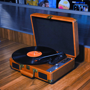 黑胶唱片机复古留声机音响蓝牙音箱LP生日礼物客厅摆件便携式皮箱