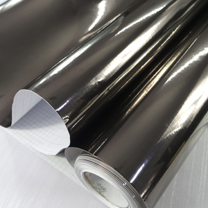 镜面墙纸乌黑钛钢不锈钢广告贴纸不干胶即时贴展柜黑色金属贴膜