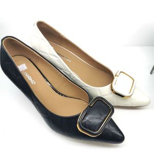 亨达皮鞋2021年春秋新款真皮女鞋专柜正品女单鞋18212668黑/米白